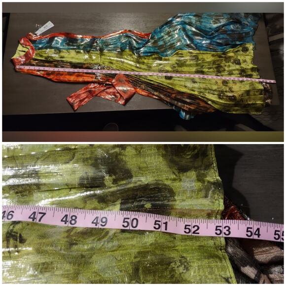 ALICE + OLIVIA Mertie Mock Neck Pleated Silk-Blend Maxi Striped Dress Size 8 - Picture 8 of 16